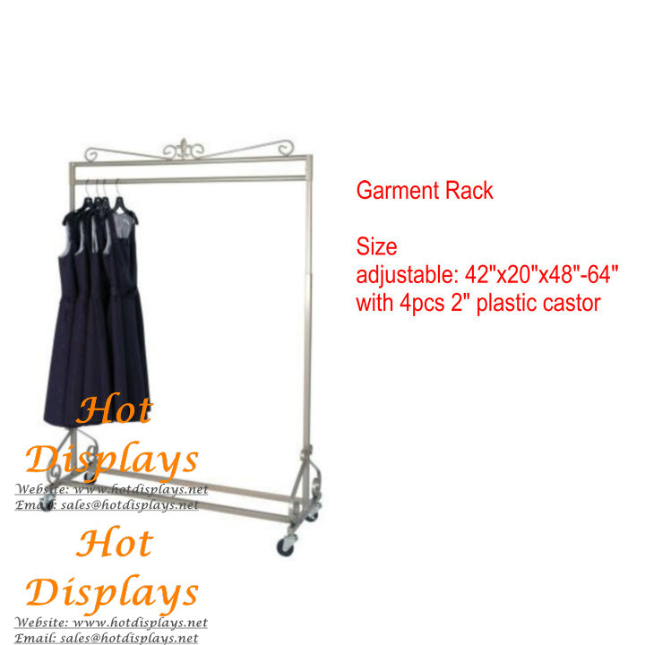 Antique Brass Retro Iron Floor Standing Coat Hanger Height Adjustable Clothes Display Rack Garment Rack GR107