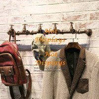 Industrial Waterpipe Shabby Chic Horizontal Wall Mounted Clothes Rack with 5-Tap PR104