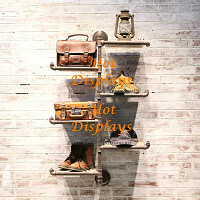 Shabby Chic Wall Mounted Vertical Clothes Rack with Timber Shoes Display Shelves PR107