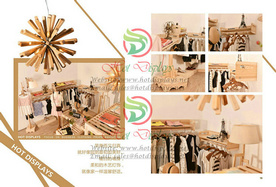 Natural Timber Display Racks and Shelving Units Fashion Shop Design and Decoration W16