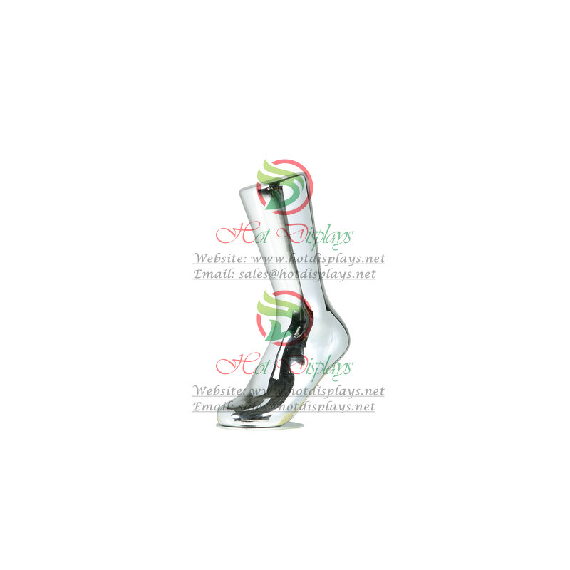 Chrome Silver Plastic Female Sport Leg Mannequin Stand Emulate Foot Ankle Socks Display Form ABS Ladies Shoes Trying Insert Dummy MA-FT1L