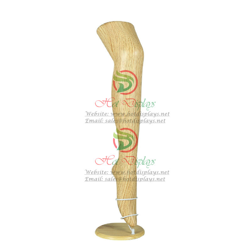 Sexy Female Long Leg Plastic Mannequin Woman Shoes Trying Water Transfer Printing Model Ladies Foot Stocking Display Dummy with Metal Base MA-W10R Wood Grain