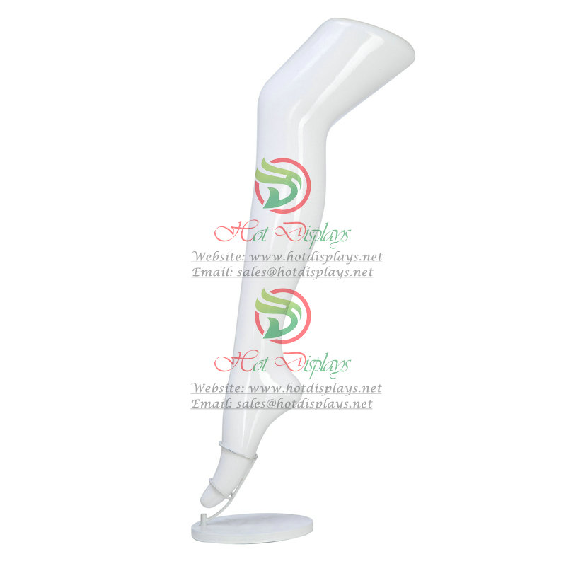 Sexy Female Long Leg ABS Glossy Painting Plastic Mannequin Woman Shoes Trying Model Ladies Foot Stocking Display Dummy with Metal Base MA-W10R White