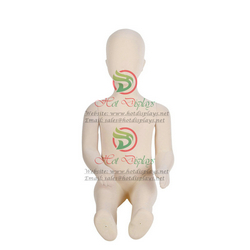 ON SALE Flocking Children Full Body Sitting Plastic Mannequqin Abstract Kid Model Stock China Teenage Dummy with Metal Base MAC-F1-GD10 Khaki