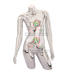 Cheap Female Plastic Mannequin ABS Chrome Standing Torso Wholesale Hanging Big Breast Model Woman Bra Underwear Dommy MAF-H2-PH1 Silver