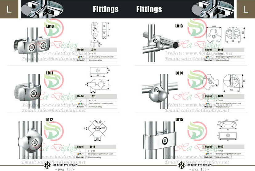 Custom Stainless Steel Store Fixtrures Iron Clothes Racks Display Shelves Aluminum Connectors Accessories P155 Fittings