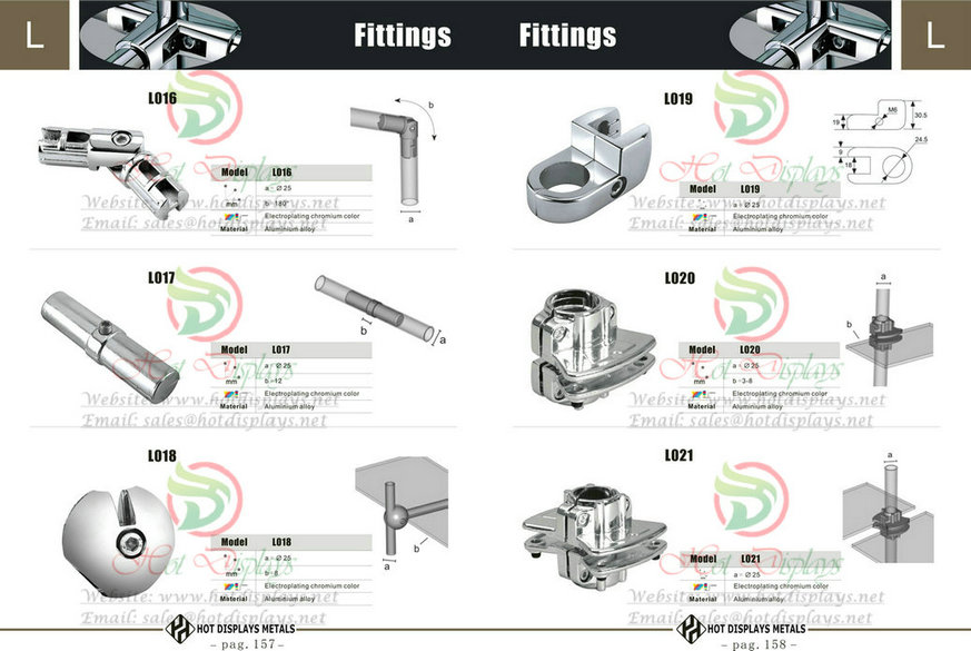 China Stock Stainless Steel Store Fixtrures Iron Clothes Racks Display Shelves Aluminum Connectors Accessories P157 Fittings