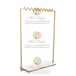 Rectangular Tubing Zigzag Single Bar Clothes Dispaly Rack Garment Rack Heavy Coat Hanger Shoes Storage Shelf with Wood Base DP-HD01