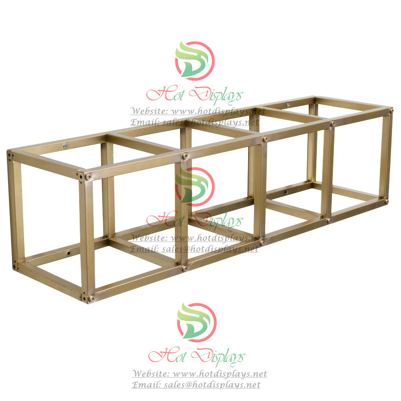 Fashion Shop Horizontal Garment Rack Golden Wall Mounted Clothes Display Rack China Stock Heavy Coat Hanger with Rectangular Tubing Frame DP-HD14