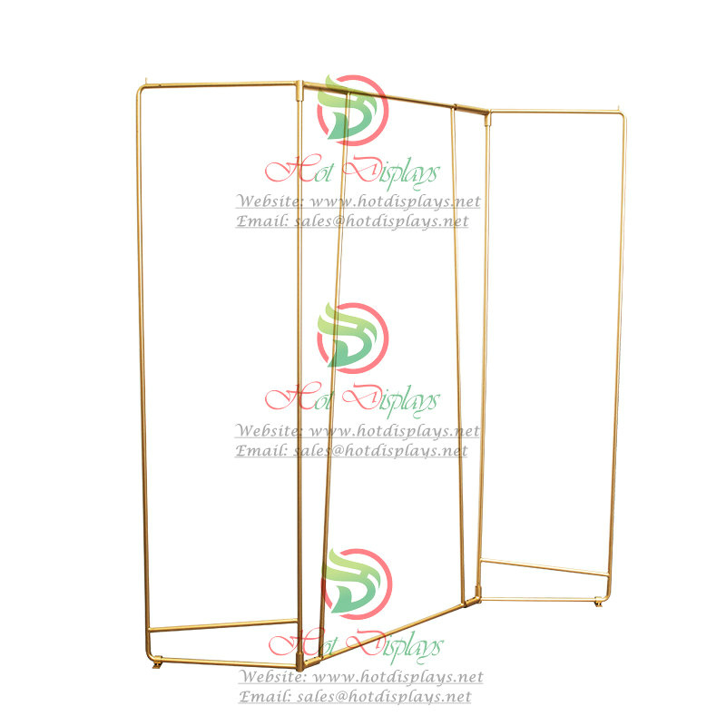 Floor Standing Clothes Display Rack with Z-shape Golden Tubing for Fashion Shop DP-HD21