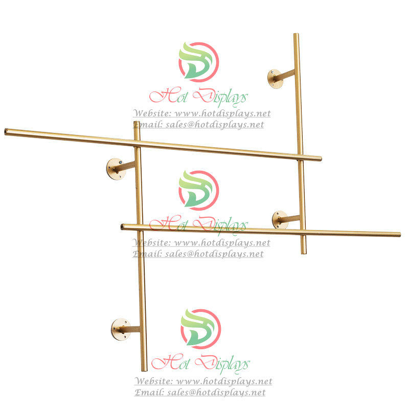 Golden Tubing Wall Mounted 2-Layer Modern Fashion Shop Clothes Display Rack DP-HD26