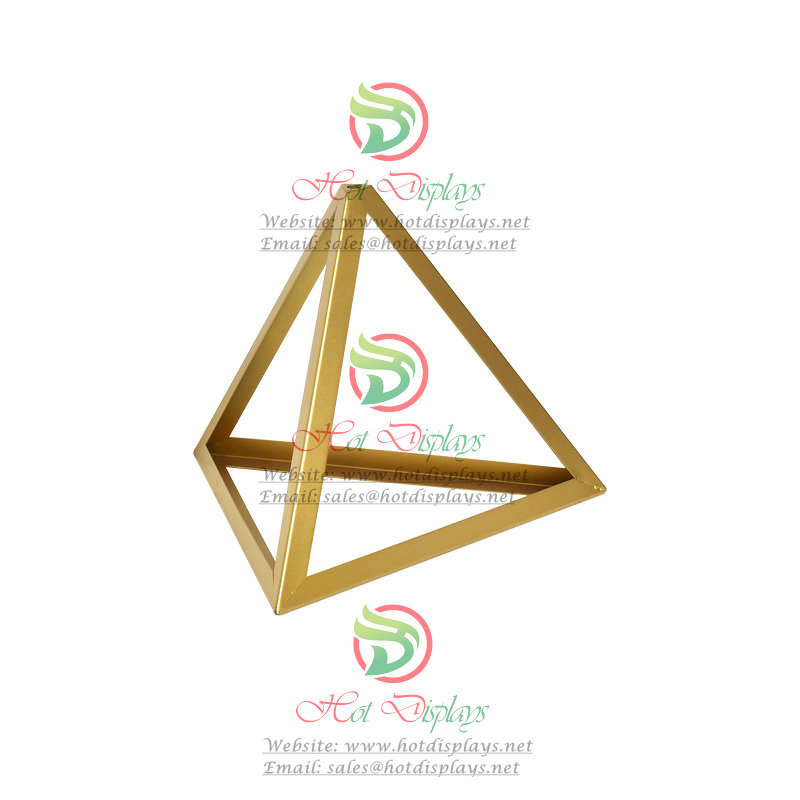 Fashion Shop Golden Display Accessory Triangular Geometry Shape Standing Rack DP-HD31
