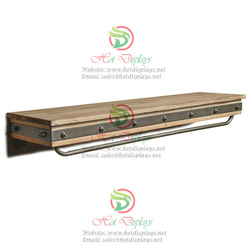 Wall Mounted Rustic Single Bar Cedarwood​ Clothes Rack Timber ​Shoes Display Shelf DP-TM03