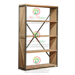 Floor Standing Rustic Shoes Display Rack Book Shelves with Timber Layers  DP-TM08