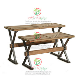 Floor Standing Rustic Nesting Tables Shoes Display Racks with Timber Top DP-TM09