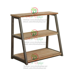 Floor Standing 3-Layer Rustic Clothes Display Rack Timber Shoes Storage Shelf DP-TM16