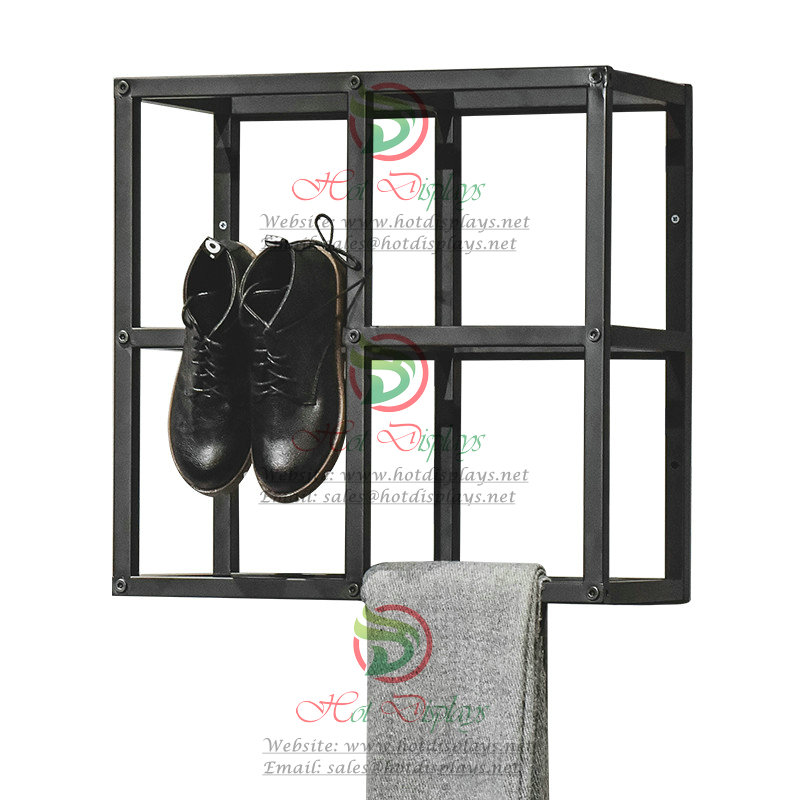 Black Wall Mounted Cuboid Clothes Rack Accessories Display Shelf DP-JH03