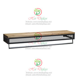 Wall Mounted Clothes Rack with Timber ​Shoes Display Shelf & Wire Net Frame DP-TW02