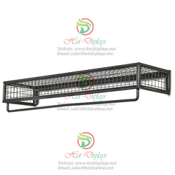 Simple Wall Mounted Horizontal Clothes Rack with Wire Net Top ​Shoes Display Shelf DP-SX03