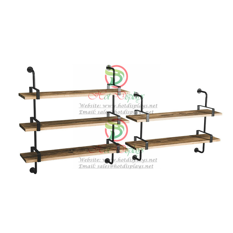 Retro Wall Mounted Fashion Show Racks Timber Shoes Display Shelves DP-CX06/07