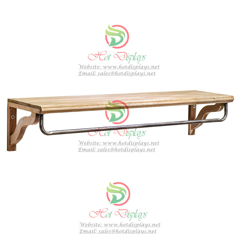 Retro Wall Mounted Horizontal Clothes Rack with Timber Shoes Display Shelf DP-FX36