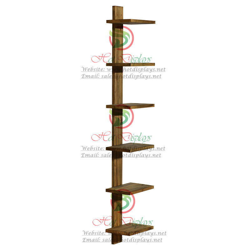 Retro Timber Wall Mounted Vertical 6-Layer Clothes Rack Shoes Display Shelf DP-FX57